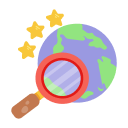 Glob med ikon för förstoringsglas