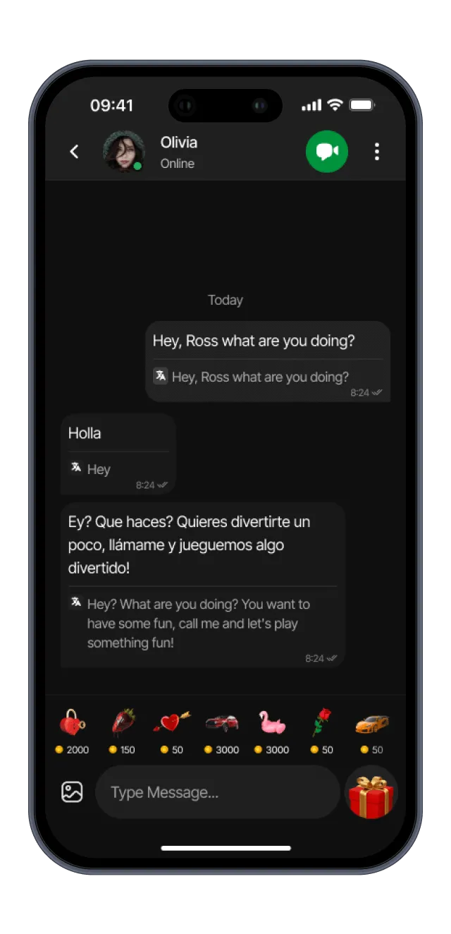 Modern görüntülü sohbet arayüzü